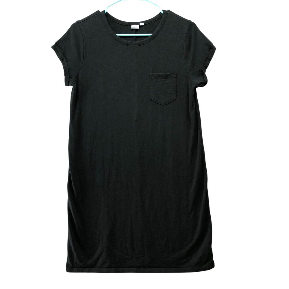Gap T Shirt Dress Womens M Black Crewneck Pocket Tee Knee Length Short Sleeve‎